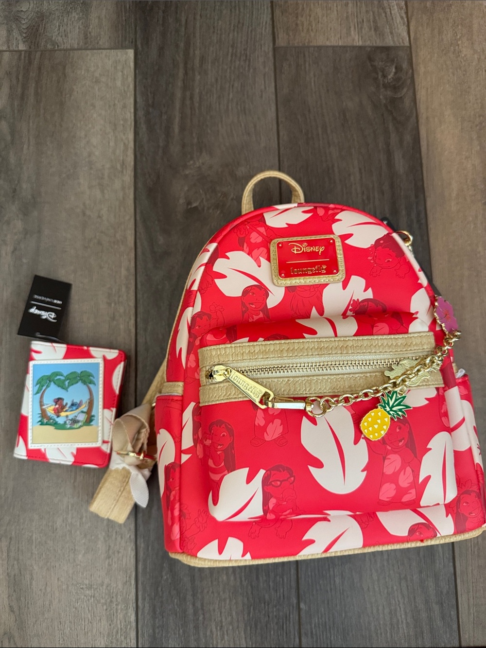 Disney x Loungefly Lilo & Stitch Red Mini Backpack Charm Cosplay wallet set